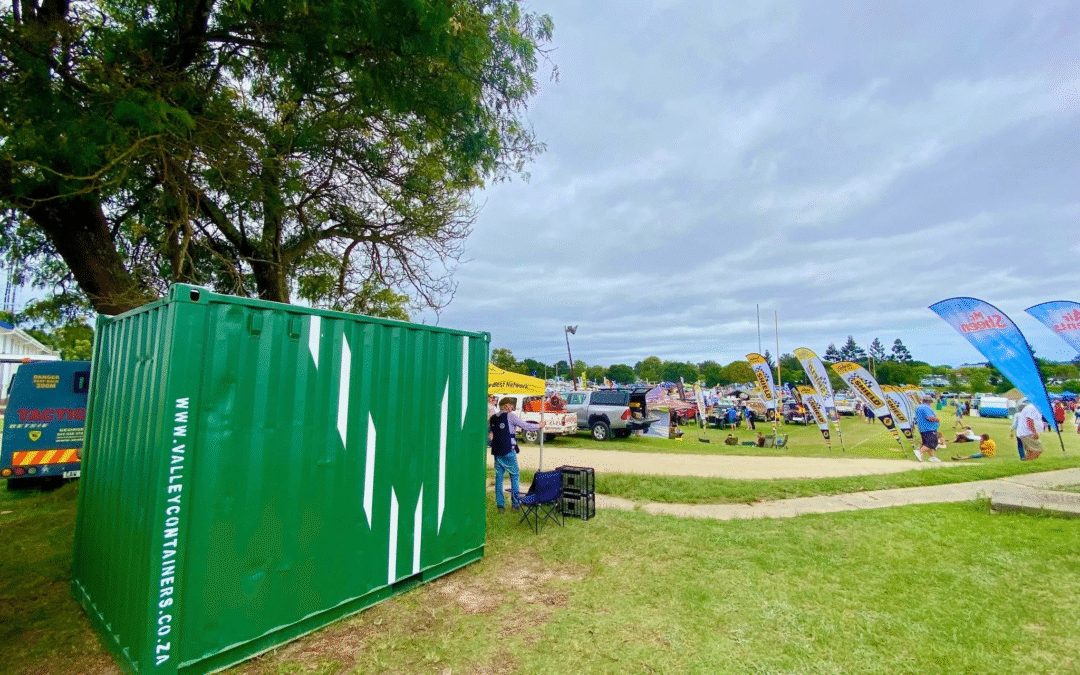 Valley Containers container set up on the grass at a busy outdoor event